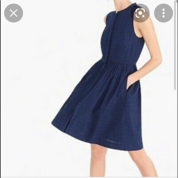 J. Crew Dresses & Skirts - 😎 J Crew Navy Blue Dress Eyelet Lace Button Up Lined Shirtdress Size 8 pockets